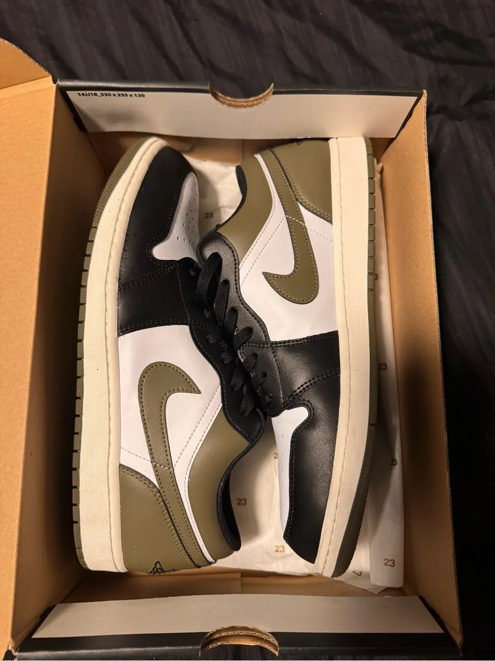 Jordan 1 Men’s Low-Top Sneakers in Black White Olive